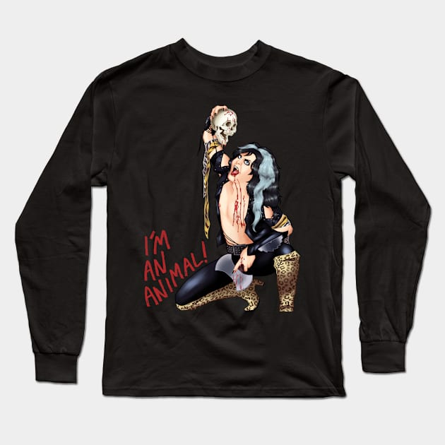 Blackie - I’m an Animal! Long Sleeve T-Shirt by Heavy Metal Meow